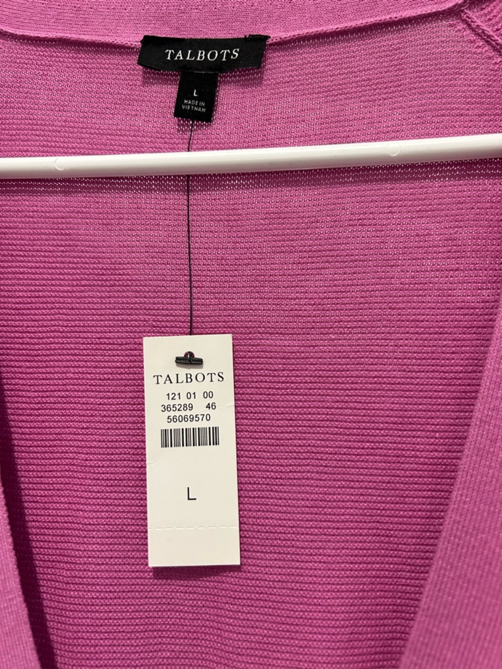 Talbots Raspberry Pink V-Neck Button Cardigan - Picture 2 of 3